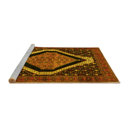Sideview of Machine Washable Persian Yellow Traditional Rug, wshtr2239yw