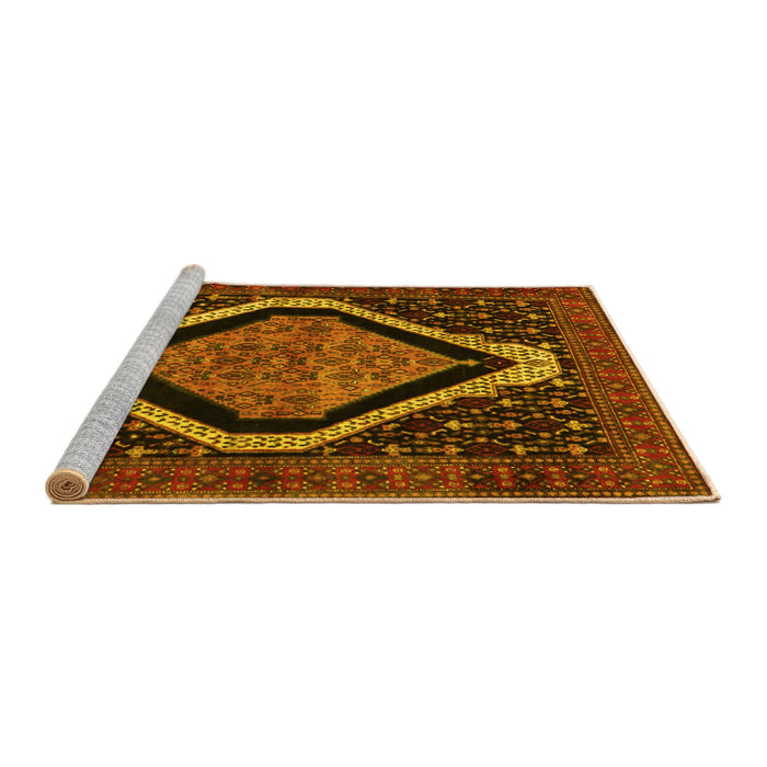 Sideview of Machine Washable Persian Yellow Traditional Rug, wshtr2239yw