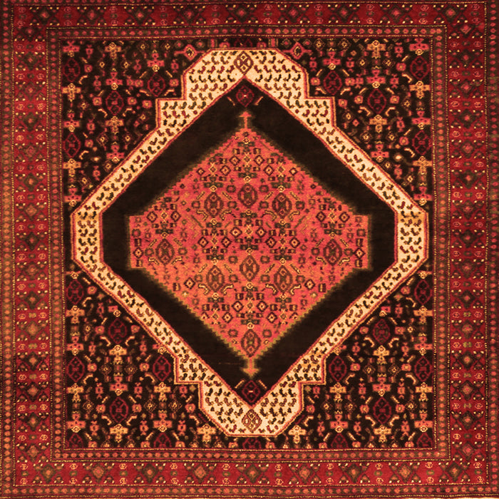 Round Machine Washable Persian Orange Traditional Area Rugs, wshtr2239org