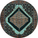 Round Persian Light Blue Traditional Rug, tr2239lblu