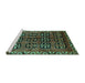 Sideview of Machine Washable Persian Turquoise Traditional Area Rugs, wshtr223turq