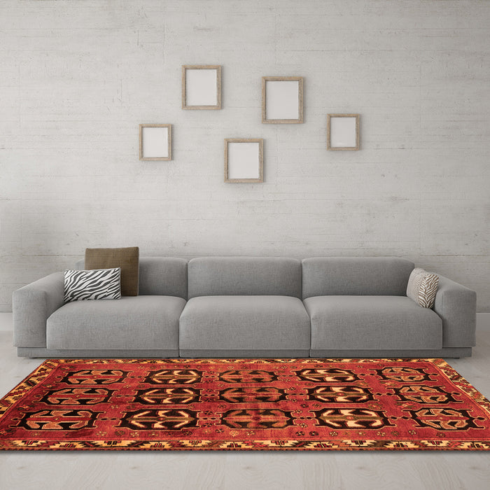 Machine Washable Persian Orange Traditional Area Rugs in a Living Room, wshtr223org