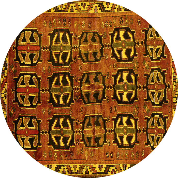 Round Persian Yellow Traditional Rug, tr223yw