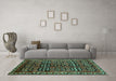 Machine Washable Persian Turquoise Traditional Area Rugs in a Living Room,, wshtr223turq