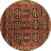 Round Persian Brown Traditional Rug, tr223brn