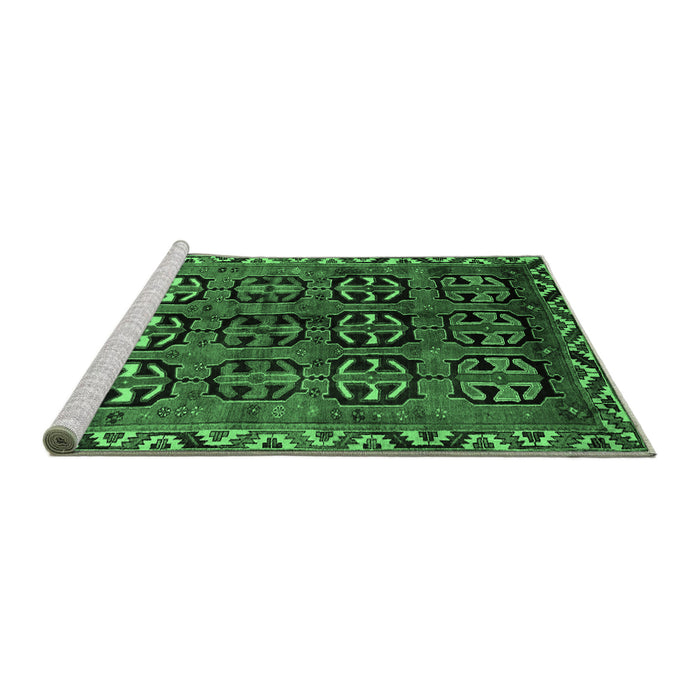 Sideview of Machine Washable Persian Emerald Green Traditional Area Rugs, wshtr223emgrn