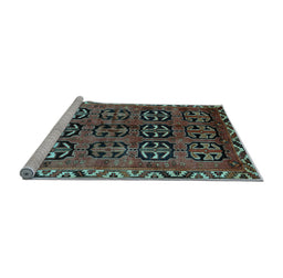 Sideview of Machine Washable Persian Light Blue Traditional Rug, wshtr223lblu