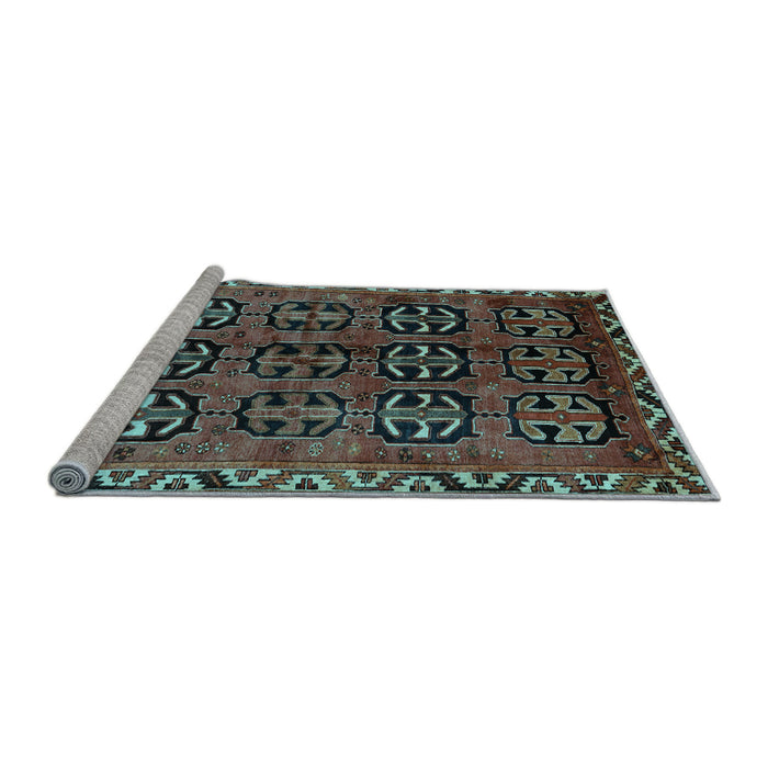 Sideview of Machine Washable Persian Light Blue Traditional Rug, wshtr223lblu