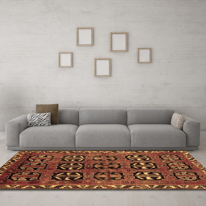 Machine Washable Persian Brown Traditional Rug in a Living Room,, wshtr223brn