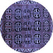 Round Machine Washable Persian Blue Traditional Rug, wshtr223blu