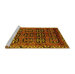 Sideview of Machine Washable Persian Yellow Traditional Rug, wshtr223yw