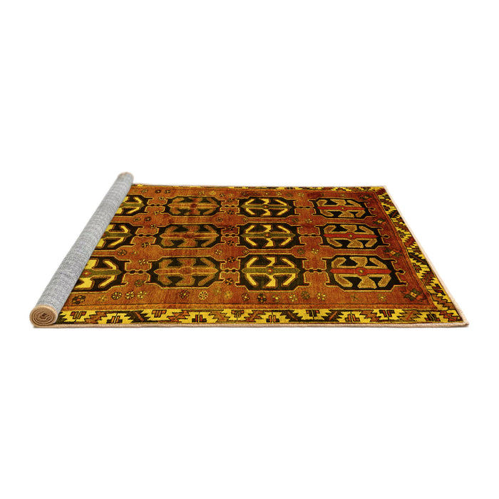Sideview of Machine Washable Persian Yellow Traditional Rug, wshtr223yw