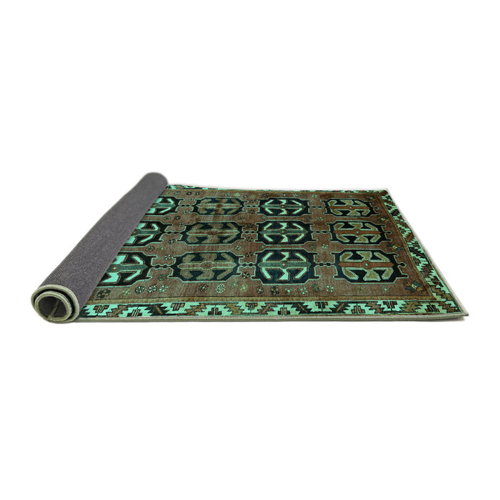 Sideview of Persian Turquoise Traditional Rug, tr223turq