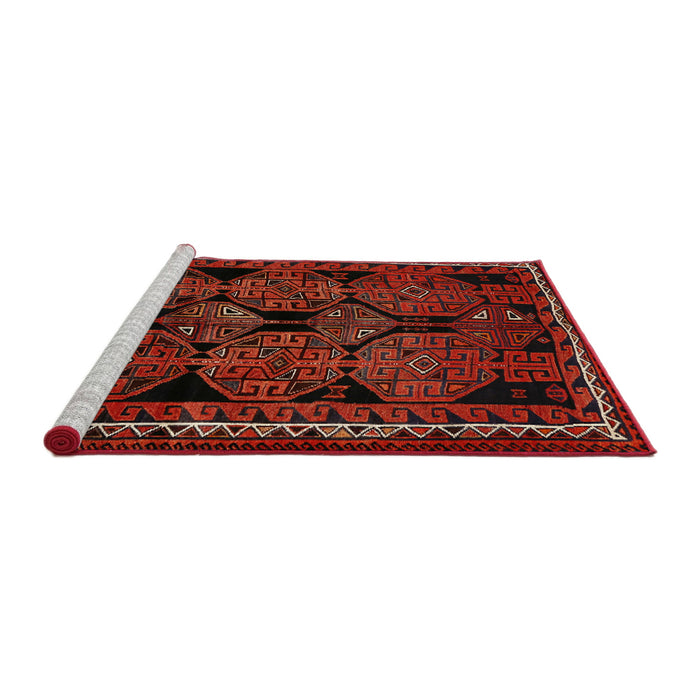 Sideview of Machine Washable Traditional Tomato Red Rug, wshtr224