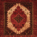 Round Machine Washable Persian Orange Traditional Area Rugs, wshtr2240org