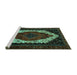 Sideview of Machine Washable Persian Turquoise Traditional Area Rugs, wshtr2240turq