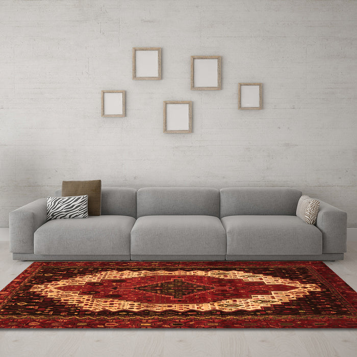 Machine Washable Persian Orange Traditional Area Rugs in a Living Room, wshtr2240org