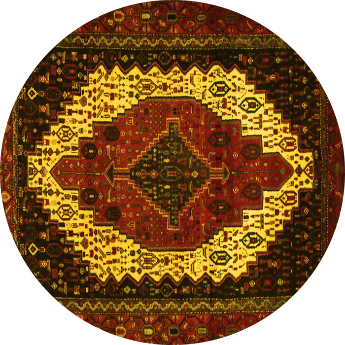 Round Persian Yellow Traditional Rug, tr2240yw
