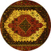 Round Machine Washable Persian Yellow Traditional Rug, wshtr2240yw