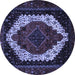 Round Machine Washable Persian Blue Traditional Rug, wshtr2240blu