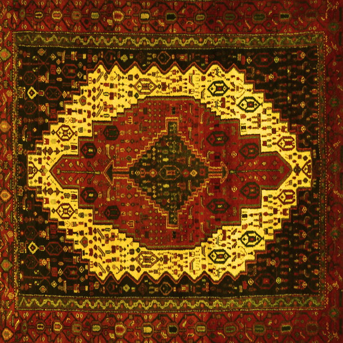 Square Machine Washable Persian Yellow Traditional Rug, wshtr2240yw