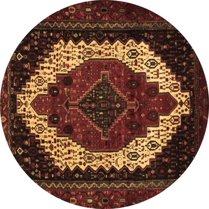 Round Machine Washable Persian Brown Traditional Rug, wshtr2240brn