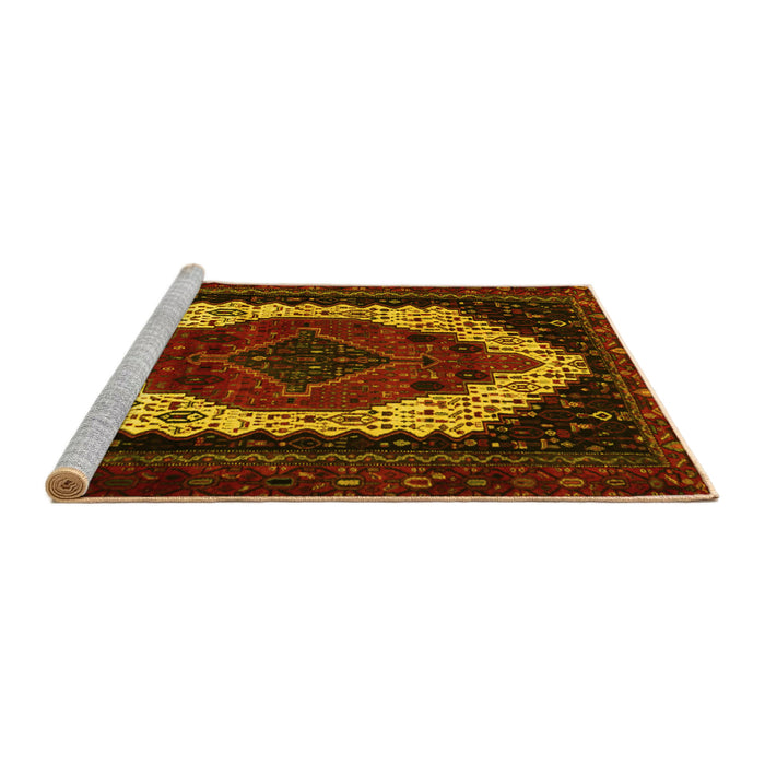 Sideview of Machine Washable Persian Yellow Traditional Rug, wshtr2240yw