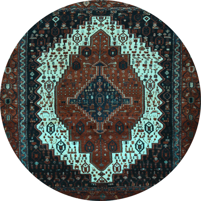 Round Machine Washable Persian Light Blue Traditional Rug, wshtr2240lblu