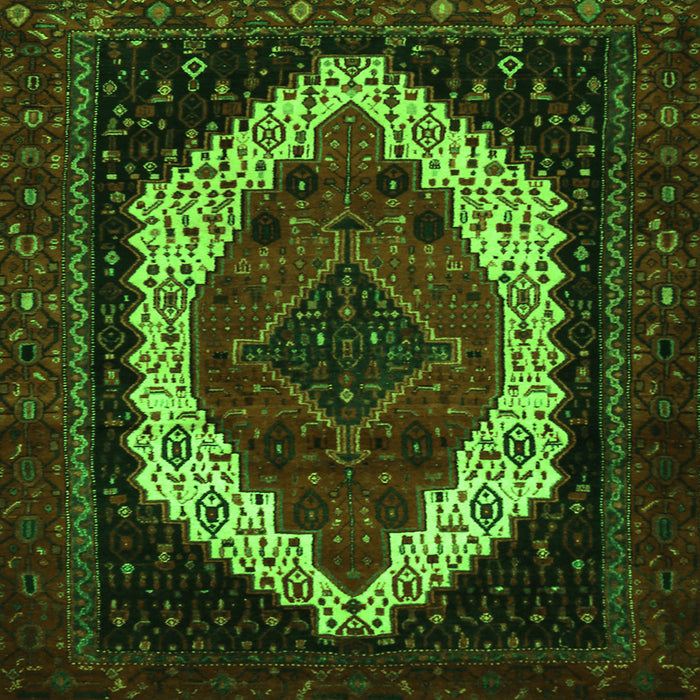Round Machine Washable Persian Green Traditional Area Rugs, wshtr2240grn