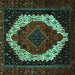 Square Machine Washable Persian Turquoise Traditional Area Rugs, wshtr2240turq