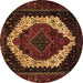 Round Persian Brown Traditional Rug, tr2240brn