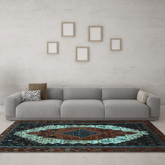 Machine Washable Persian Light Blue Traditional Rug in a Living Room, wshtr2240lblu
