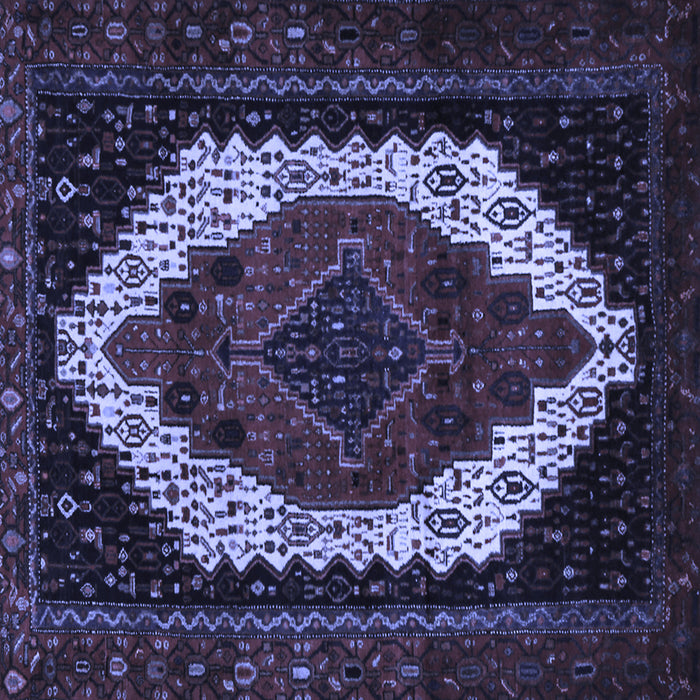 Square Machine Washable Persian Blue Traditional Rug, wshtr2240blu