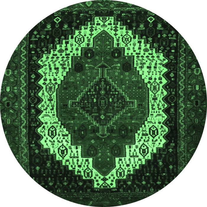 Round Persian Emerald Green Traditional Rug, tr2240emgrn