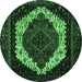 Round Persian Emerald Green Traditional Rug, tr2240emgrn