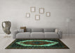 Machine Washable Persian Turquoise Traditional Area Rugs in a Living Room,, wshtr2240turq