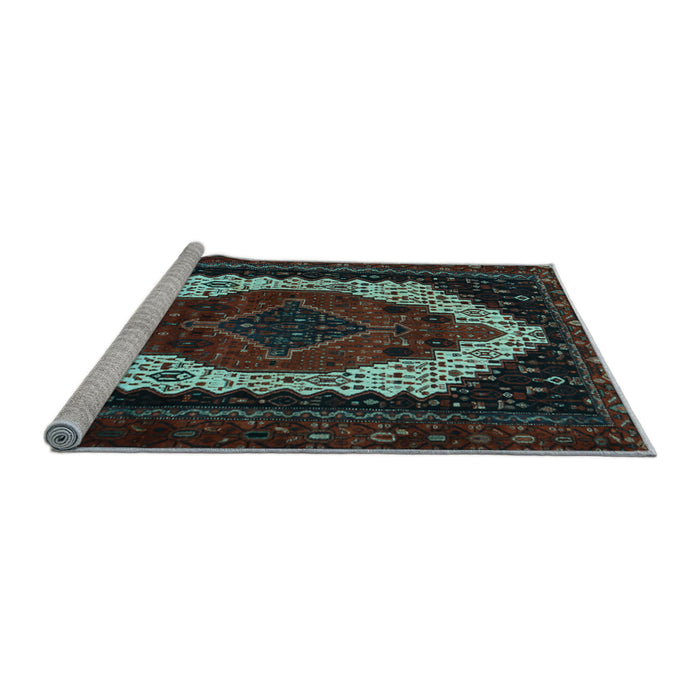Sideview of Machine Washable Persian Light Blue Traditional Rug, wshtr2240lblu