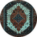 Round Persian Light Blue Traditional Rug, tr2240lblu