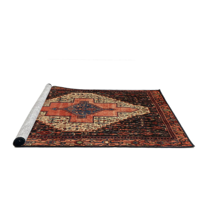 Sideview of Machine Washable Traditional Vermilion Red Rug, wshtr2241