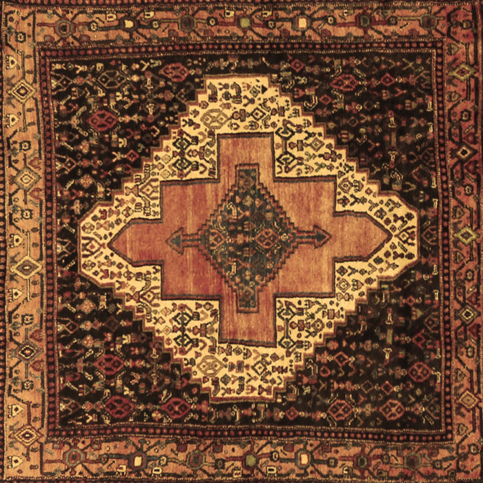 Square Machine Washable Persian Brown Traditional Rug, wshtr2241brn