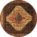 Round Machine Washable Persian Brown Traditional Rug, wshtr2241brn