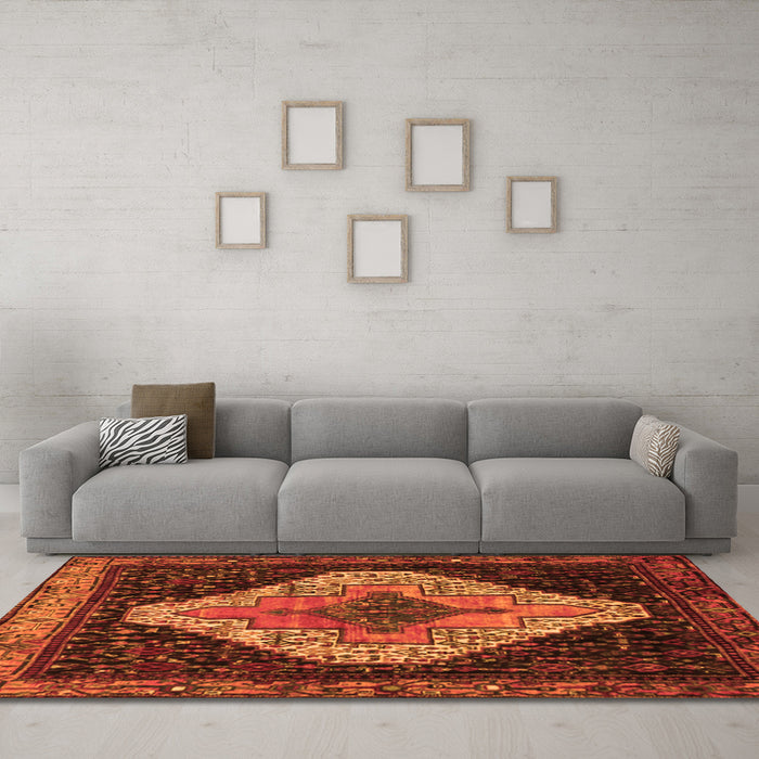 Machine Washable Persian Orange Traditional Area Rugs in a Living Room, wshtr2241org