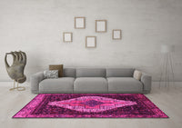 Machine Washable Persian Pink Traditional Rug, wshtr2241pnk