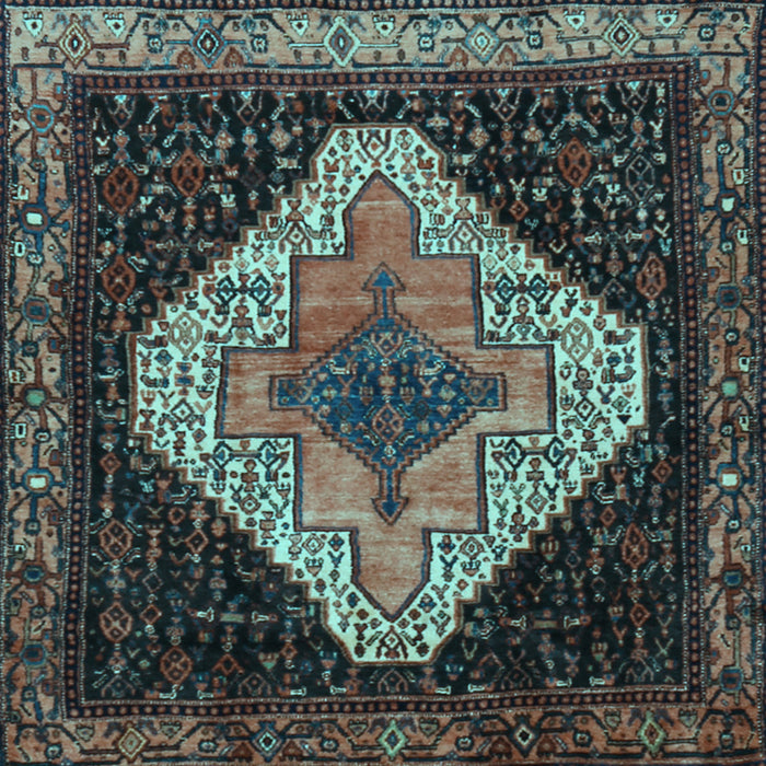 Square Machine Washable Persian Light Blue Traditional Rug, wshtr2241lblu