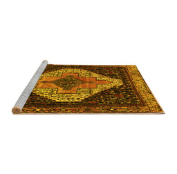 Sideview of Machine Washable Persian Yellow Traditional Rug, wshtr2241yw