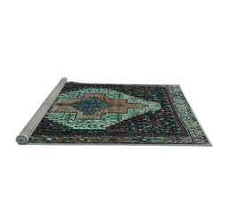 Sideview of Machine Washable Persian Light Blue Traditional Rug, wshtr2241lblu
