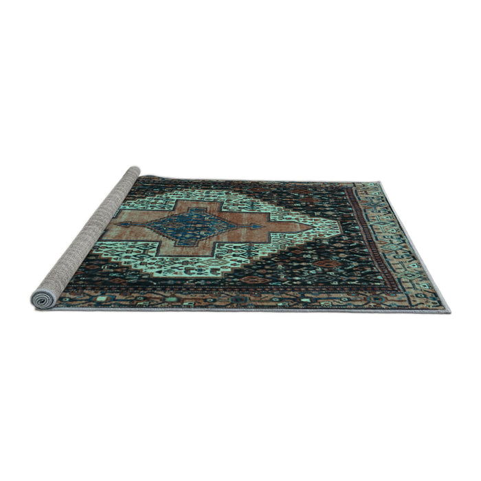 Sideview of Machine Washable Persian Light Blue Traditional Rug, wshtr2241lblu
