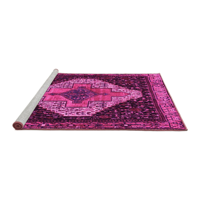 Sideview of Machine Washable Persian Pink Traditional Rug, wshtr2241pnk
