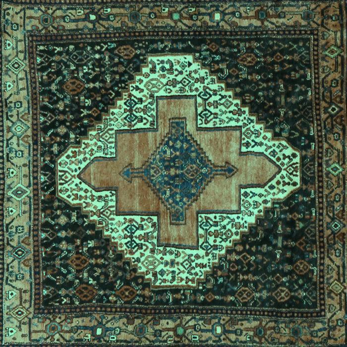 Square Persian Turquoise Traditional Rug, tr2241turq