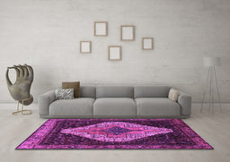Machine Washable Persian Purple Traditional Area Rugs in a Living Room, wshtr2241pur
